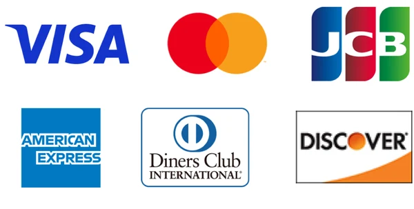 VISA・Mastercard・JCB・American Express・Diners Club・Discover